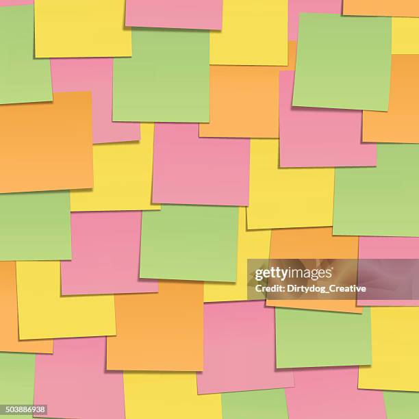 multi-coloured post it wall - sticky stock illustrations