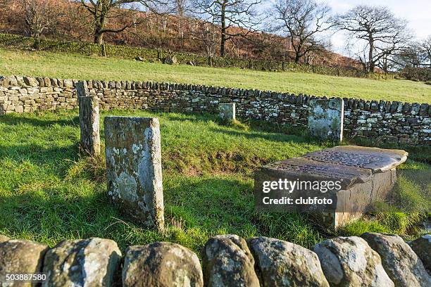 the riley graves in eyam, derbyshire, uk - eyam derbyshire stock pictures, royalty-free photos & images