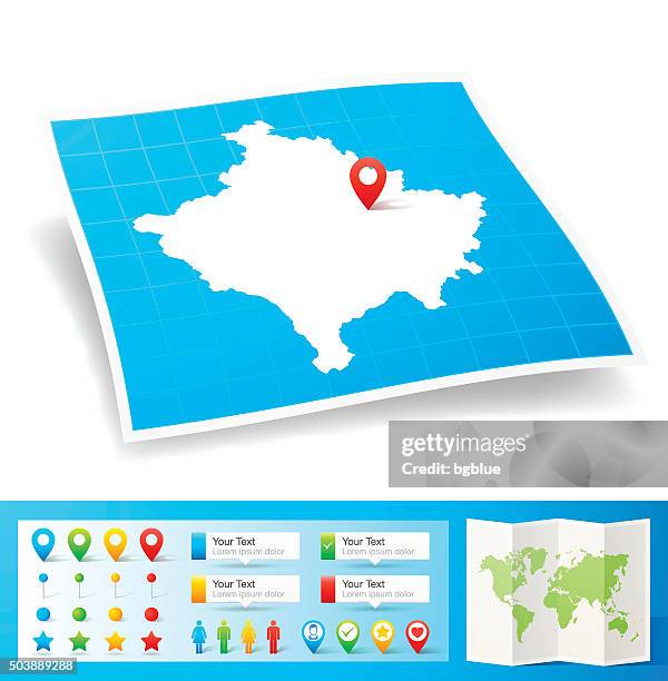 ilustraciones, imágenes clip art, dibujos animados e iconos de stock de kosovo mapa con pasadores de ubicación aislado sobre fondo blanco - pristina