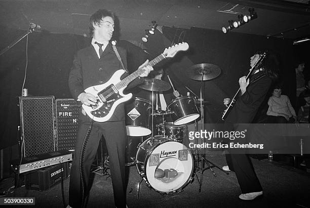 The Jam perform on stage at punk club The Roxy, Covent Garden, London, 24th February 1977. L-R Paul Weller, Rick Buckler, Bruce Foxton.