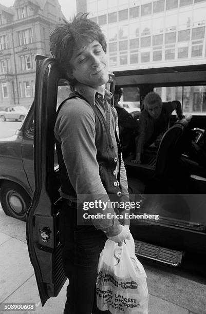 Johnny Thunders and the Heartbreakers with a Ford Transit tour van, St Albans, United Kingdom, 1977.