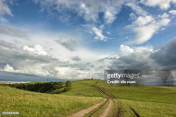 clouds float above hulunbuir grasslands,hulun buir city,inner mongolia,china - wide sky stock pictures, royalty-free photos & images