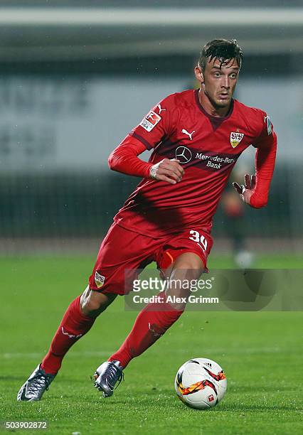 Borys Tashchy of Stuttgart controles the ball during a friendly match between VfB Stuttgart and Antalyaspor at Akdeniz Universitesi on January 7,...