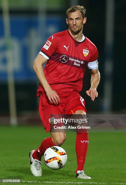 Georg Niedermeier of Stuttgart controles the ball during a friendly match between VfB Stuttgart and Antalyaspor at Akdeniz Universitesi on January 7,...