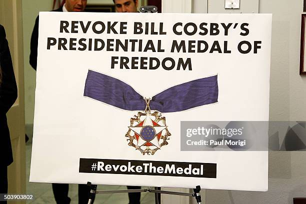 Atmosphere at a news conference to discuss legislation to revoke comedian Bill CosbyÕs Presidental Medal Of Freedom at the Cannon House Office...