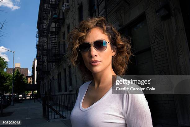 Actress Jennifer Lopez is photographed on the set of the new NBC show "Shades of Blue" for Los Angeles Times on August 12, 2015 in New York City....