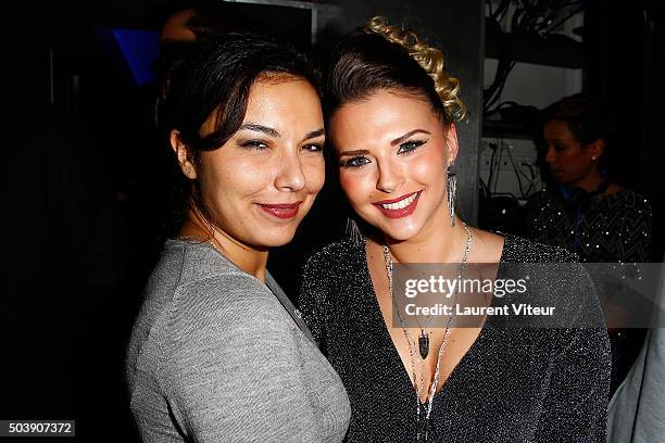 Presenter Anais Baydemir and Kelly Vedovelli attend the Launch of Kelly Vedoveli's blog at Bridge Club on January 7, 2016 in Paris, France.