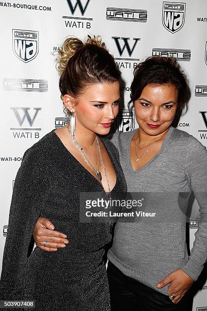 Kelly Vedovelli and TV Presenter Anais Baydemir attend the Launch of Kelly Vedoveli's blog at Bridge Club on January 7, 2016 in Paris, France.