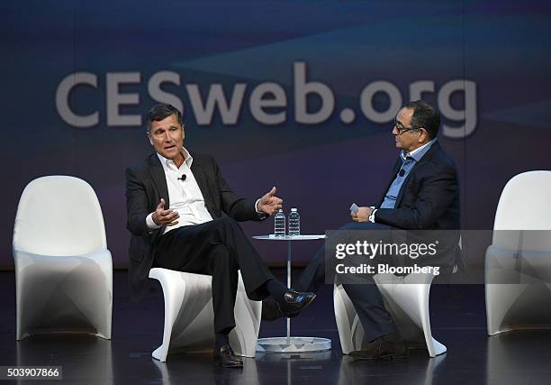 Stephen "Steve" Burke, president and chief executive officer of NBCUniversal Media LLC, left, speaks as Michael Kassan, chairman and chief executive...