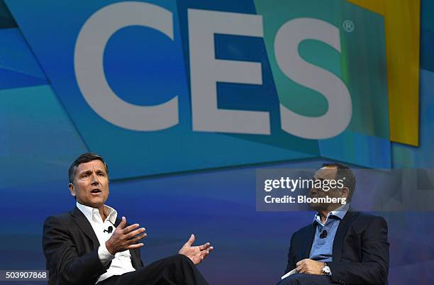 Stephen "Steve" Burke, president and chief executive officer of NBCUniversal Media LLC, left, speaks as Michael Kassan, chairman and chief executive...