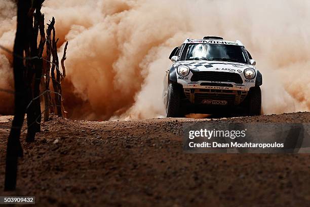 Orlando Terranova of Argentina and Bernardo Graue of Argentina in the MINI ALL4 RACING for AXION X-RAID TEAM compets on day 5 from Jujuy in Argentina...