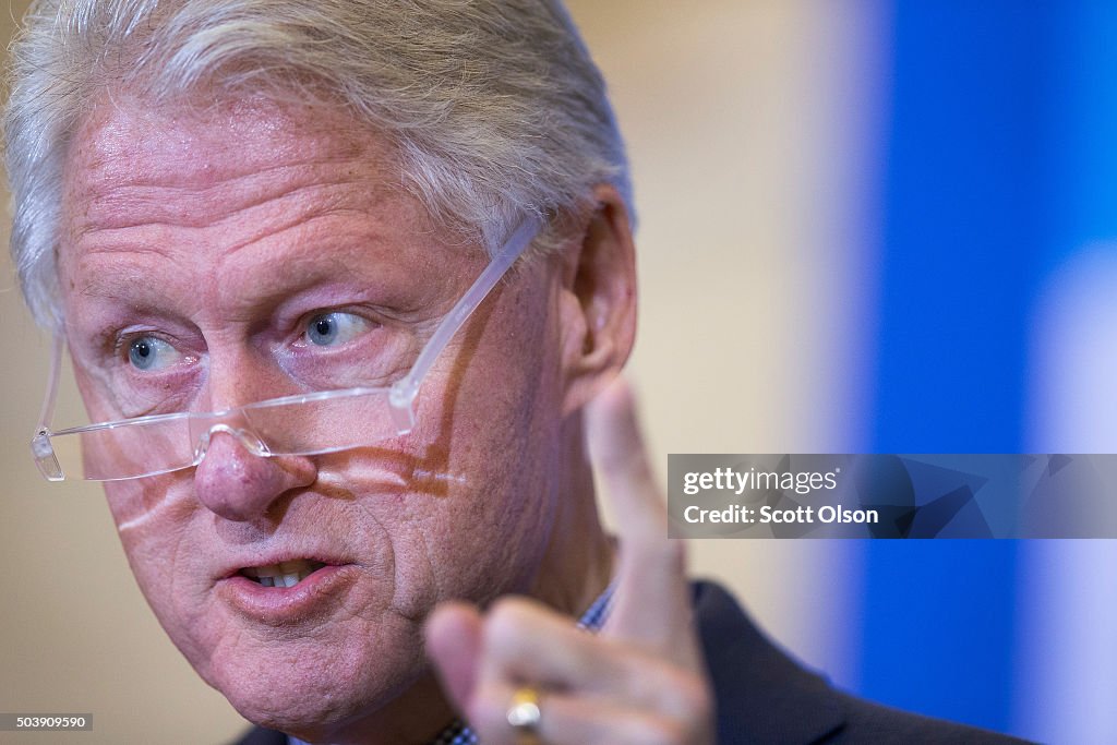 Bill Clinton Campaigns For Hillary Clinton In Early Presidential Battleground State Of Iowa