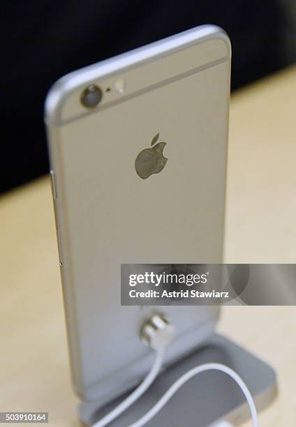 An iphone 6 is used during Apple Store Presents 'Get Inspired to Start Something New' inside the Apple Store on West 14th Street on January 7, 2016...