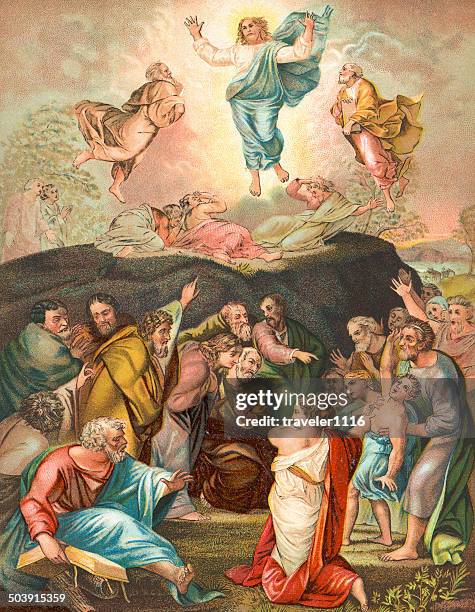 the transfiguration - white jesus stock illustrations