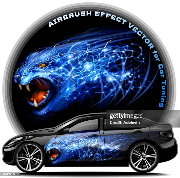 panther airbrush effect vector - black leopard stock illustrations