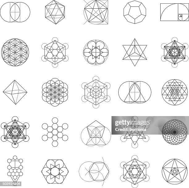 ilustrações, clipart, desenhos animados e ícones de conjunto de ícones de geometria sagrado - etéreo