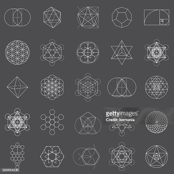 der heilige geometrie-icons set - spiritualität stock-grafiken, -clipart, -cartoons und -symbole