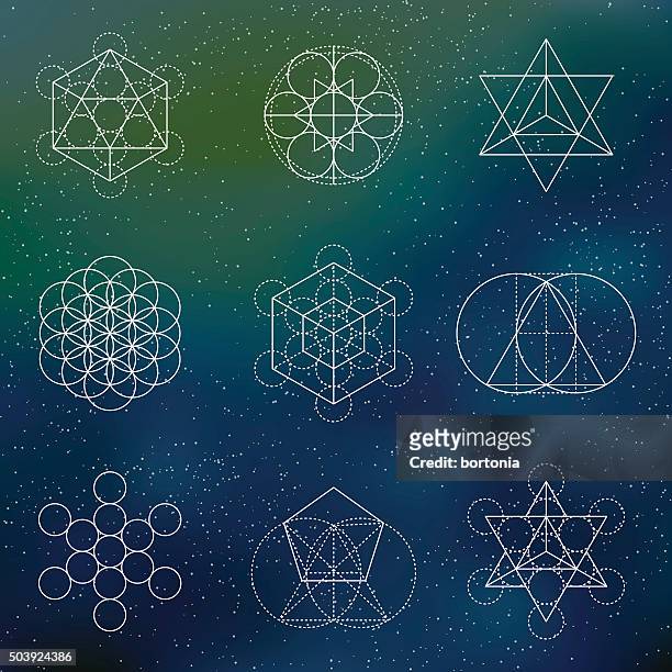 set of sacred geometry icons - crisscross stock illustrations