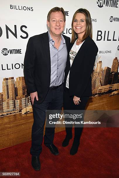 Michael Feldman and journalist Savannah Guthrie attends the "Billions" Series Premiere at Museum of Modern Art on January 7, 2016 in New York City.