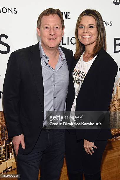 Michael Feldman and journalist Savannah Guthrie attends the "Billions" Series Premiere at Museum of Modern Art on January 7, 2016 in New York City.