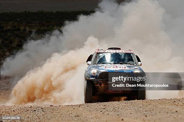 Jakub Przygonski of Poland and Andrei Rudnitski of Belarus in the MINI ALL4 RACING for ORLEN X-RAID TEAM compete on day 5 from Jujuy in Argentina to...