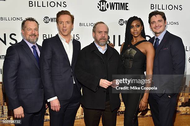 Actors David Costabile, Damian Lewis, Paul Paul Giamatti, Condola Rashad and Toby Leonard Moore attend the Showtime series premiere of "Billions" at...
