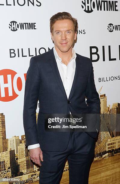 Actor Damian Lewis attends the "Billions" series premiere at Museum of Modern Art on January 7, 2016 in New York City.