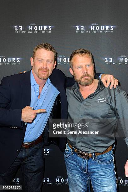 Max Martini and Mark Geist attend Miami Special Screening of "13 Hours: The Secret Soldiers of Benghazi " at Aventura Mall on January 7, 2016 in...