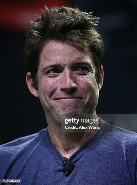 Of GoPro Nick Woodman listens during a keynote at CES 2016 at the Las Vegas Convention Center on January 7, 2016 in Las Vegas, Nevada. CES, the...