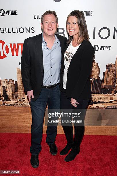 Savannah Guthrie and husband Michael Feldman attend the "Billions" series premiere at the Museum of Modern Art on January 7, 2016 in New York City.