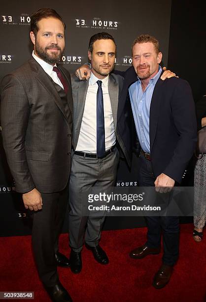 David Denman, Dominic Fumusa, Max Martini attends Miami Special Screening of "13 Hours: The Secret Soldiers of Benghazi" at Aventura Mall on January...