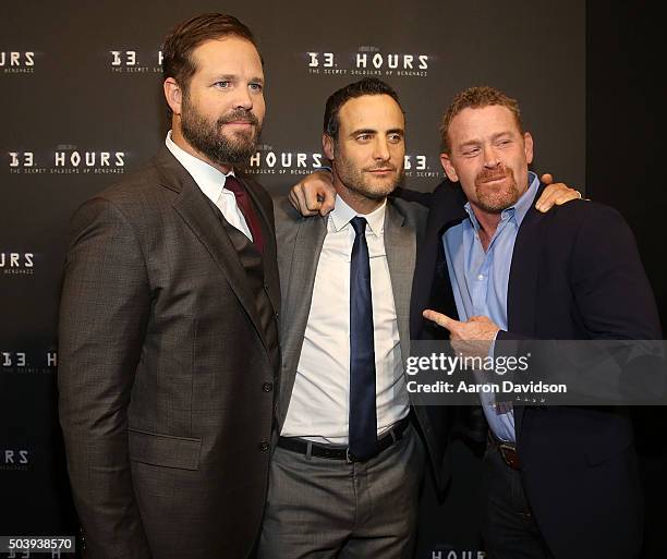 David Denman, Dominic Fumusa, Max Martini attends Miami Special Screening of "13 Hours: The Secret Soldiers of Benghazi" at Aventura Mall on January...