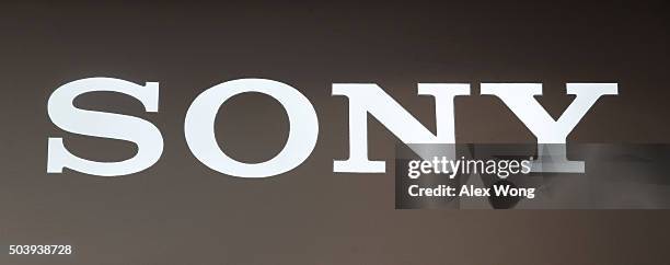 The logo of Sony is seen at CES 2016 at the Las Vegas Convention Center on January 7, 2016 in Las Vegas, Nevada. CES, the world's largest annual...