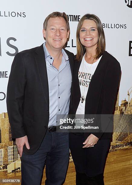 Journalist Savannah Guthrie and husband Michael Feldman attend the "Billions" series premiere at Museum of Modern Art on January 7, 2016 in New York...