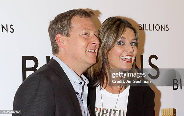 Journalist Savannah Guthrie and husband Michael Feldman attend the "Billions" series premiere at Museum of Modern Art on January 7, 2016 in New York...