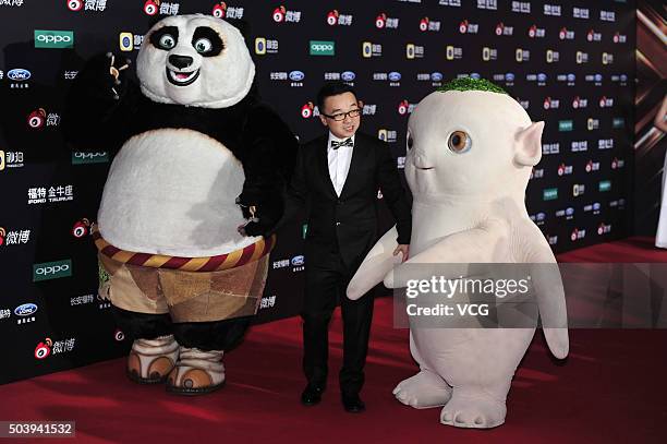 Director Raman Hui arrives at the red carpet of the 2015 Sina Weibo Award Ceremony at China World Trade Center Tower III on January 7, 2016 in...