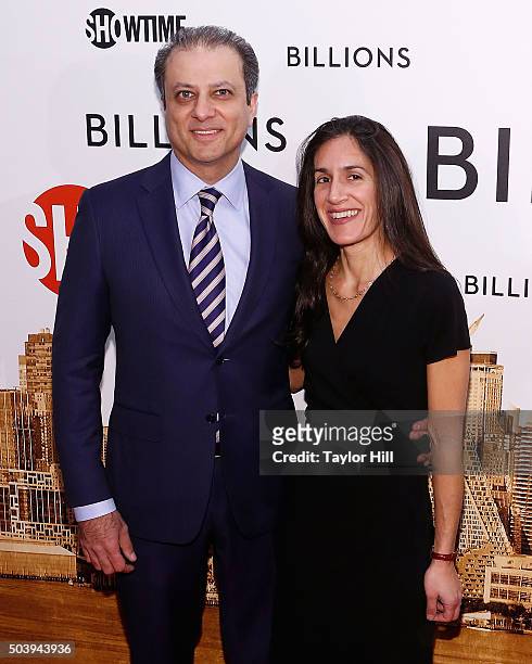 United States Attorney for the Southern District of New York Preet Bharara and Dalya Bharara attend Showtime's "Billions" series premiere at Museum...