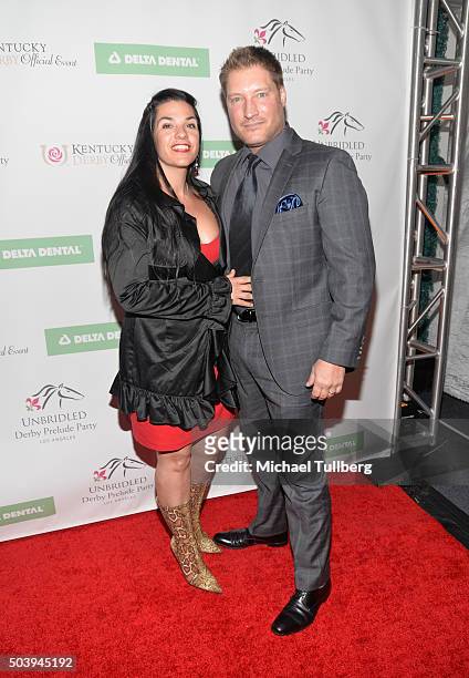 Actor Sean Kanan and wife Michele Vega attend the 7th Annual Unbridled Eve Derby Prelude Party at The London West Hollywood on January 7, 2016 in...
