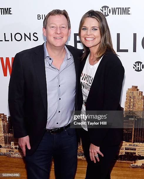 Mike Feldman and Savannah Guthrie attend Showtime's 'Billions' series premiere at Museum of Modern Art on January 7, 2016 in New York City.