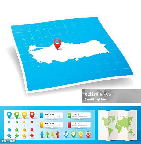 illustrazioni stock, clip art, cartoni animati e icone di tendenza di mappa con perni di posizione della turchia isolato su sfondo bianco - turchia