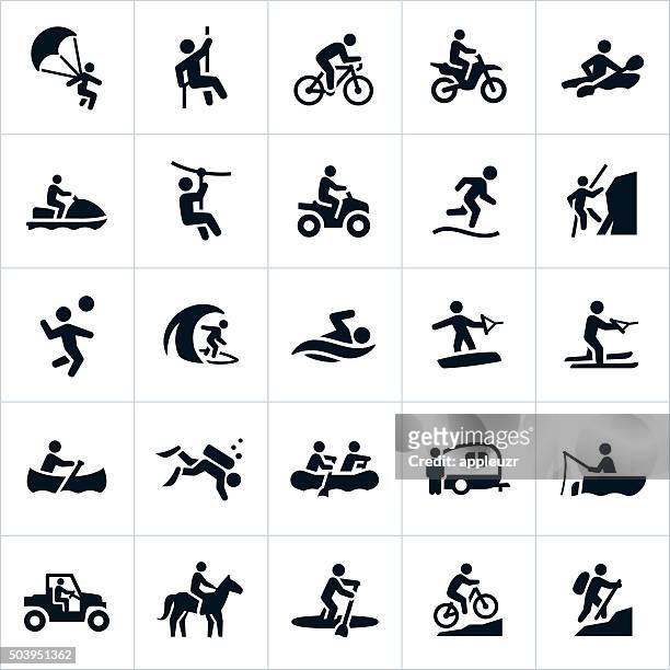 outdoor summer recreation icons - competition stock illustrations