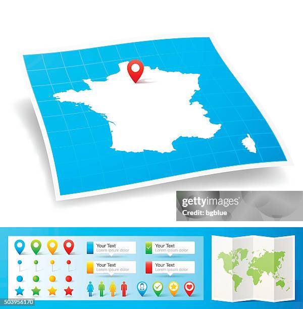 bildbanksillustrationer, clip art samt tecknat material och ikoner med france map with location pins isolated on white background - france