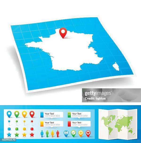 france map with location pins isolated on white background - france 幅插畫檔、美工圖案、卡通及圖標