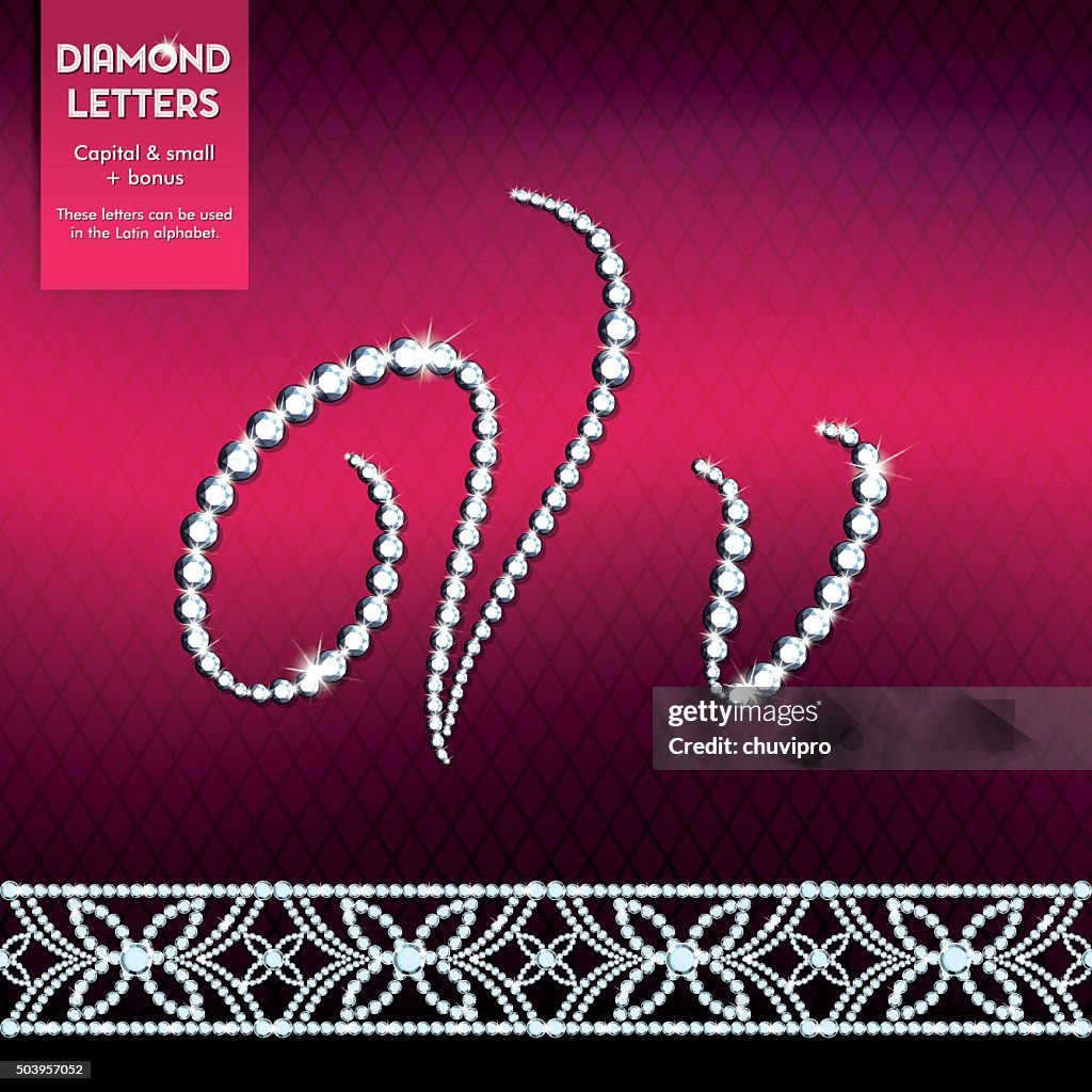 Diamond capitale e piccole lettere scritte in corsivo