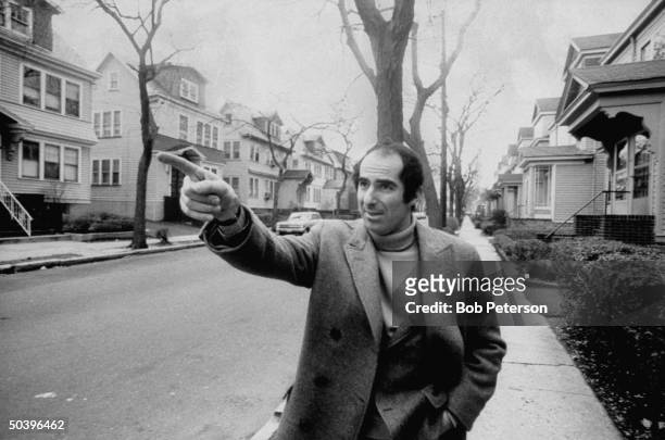 Author, Philip Roth, revisiting areas where he grew up.