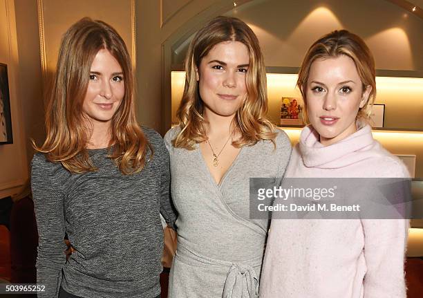 Millie Mackintosh, Madeleine Shaw and Caggie Dunlop attend the Madeleine Shaw Glow Guides app launch at Brown's Hotel in partnership with Origins...