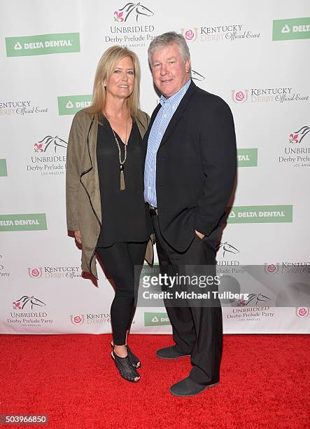 Actor Larry Wilcox and wife Marlene Harmon attend the 7th Annual Unbridled Eve Derby Prelude Party at The London West Hollywood on January 7, 2016 in...