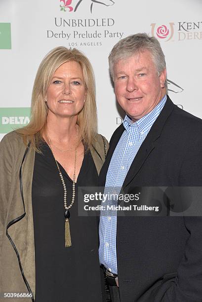 Actor Larry Wilcox and wife Marlene Harmon attend the 7th Annual Unbridled Eve Derby Prelude Party at The London West Hollywood on January 7, 2016 in...
