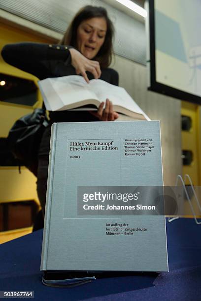 Copies of the new critical edition of Adolf Hitler's "Mein Kampf" are displayed prior to the book launch at the Institut fuer Zeitgeschichte on...