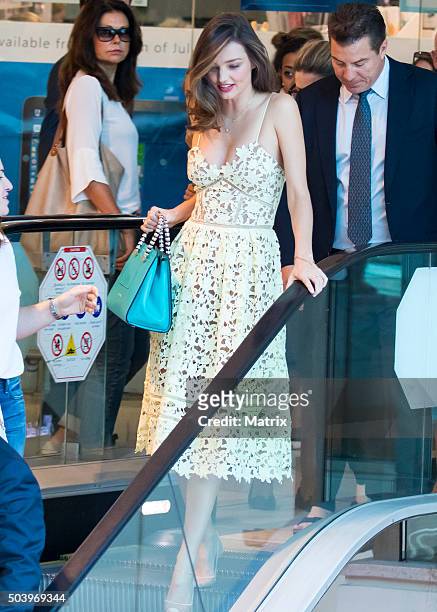 Miranda Kerr sighted at Westfield Bondi Junction as she arrived for her Kora Organics Pop Up store appearance on December 17, 2015 in Sydney,...